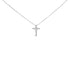 .925 Sterling Silver 1/10 Cttw Diamond Inlaid Cross with Ribbon Pendant Necklace (I-J Color, I2-I3 Clarity) - 18"