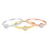 Tri-Color 14K Gold Plated .925 Sterling Silver 1/6 Cttw Round Miracle-Set Diamond Stacking Promise Ring Set (J-K Color, I1-I2 Clarity)