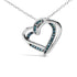 925 Sterling Silver 1/10 Cttw Treated Blue Diamond Double Heart 18" Pendant Necklace (Blue Color, I2-I3 Clarity)