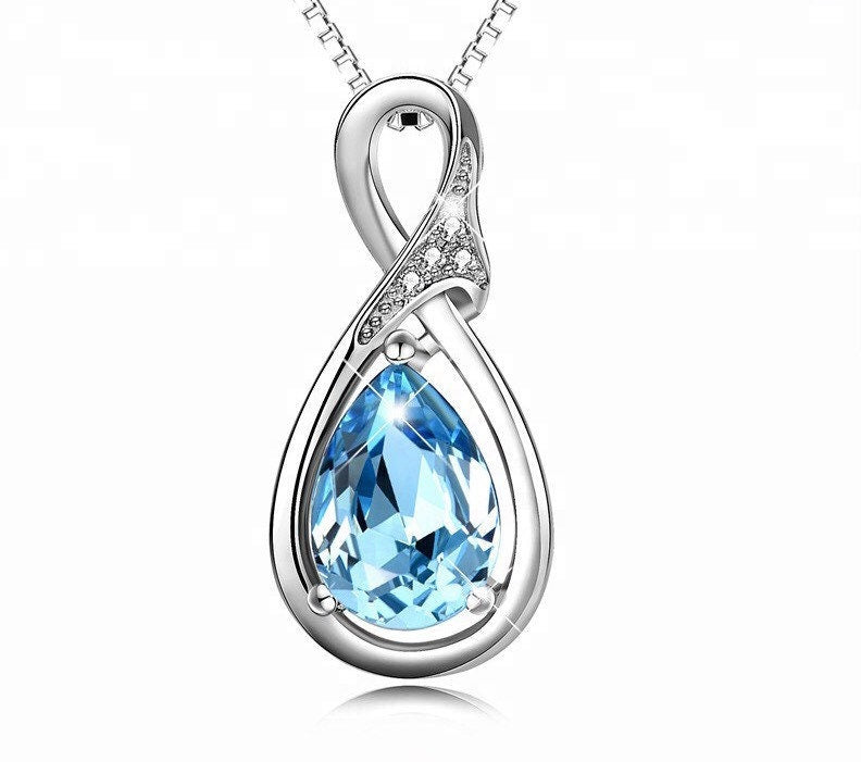 Sterling Silver Gemstone Blue Sapphire Infinity Necklace