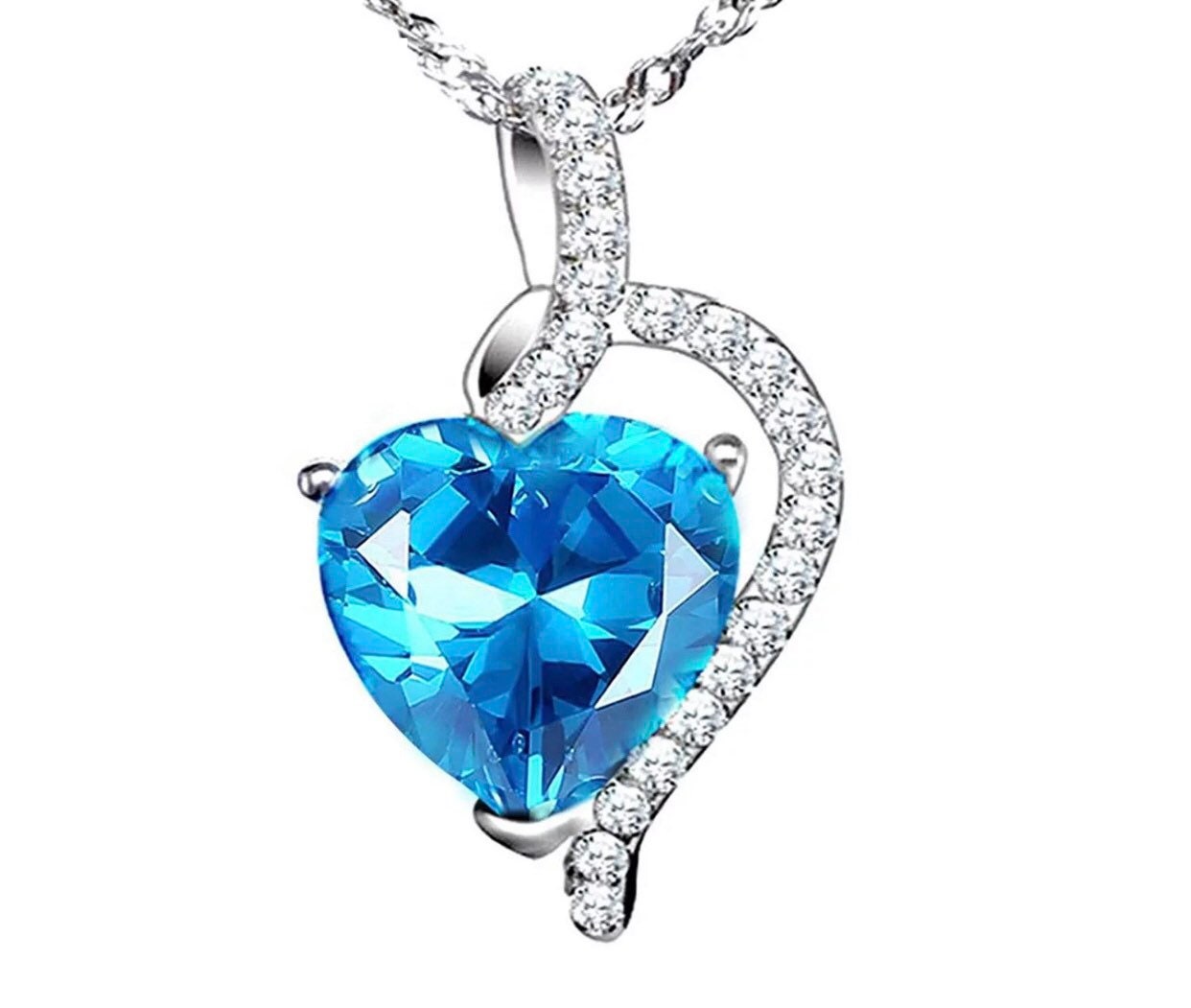 Blue Sapphire Sterling Silver Charm Necklace