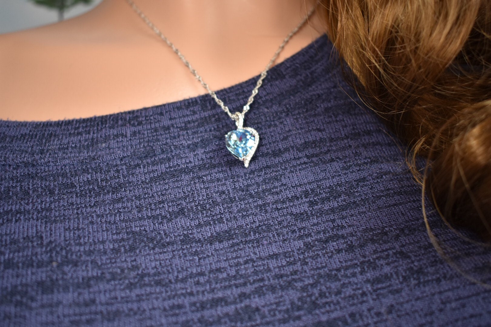 Blue Sapphire Sterling Silver Charm Necklace